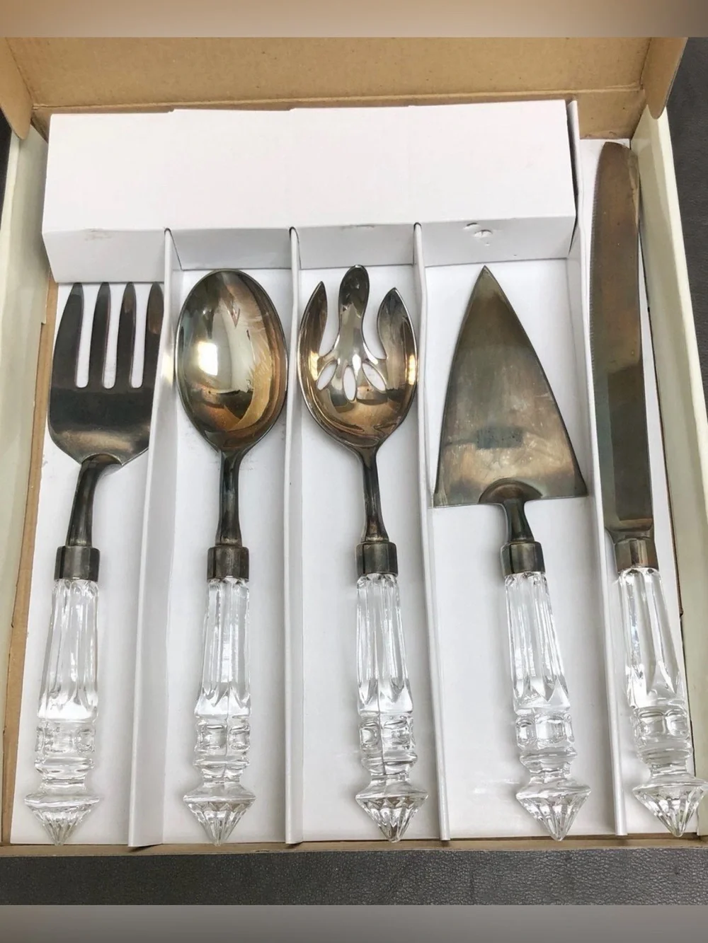Catrina Crystal Handled 4 Piece Serving Set - Shannon By Godinger